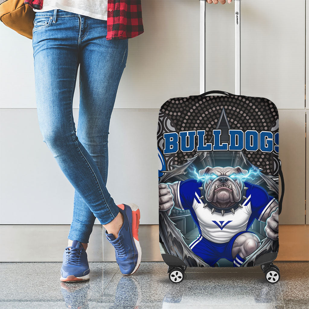 Canterbury Bankstown Bulldogs Rugby Luggage Cover The Scream of Lightning Eyes - Indigenous Dot Ripping Effect