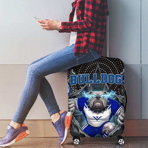 Canterbury Bankstown Bulldogs Rugby Luggage Cover The Scream of Lightning Eyes - Indigenous Dot Ripping Effect