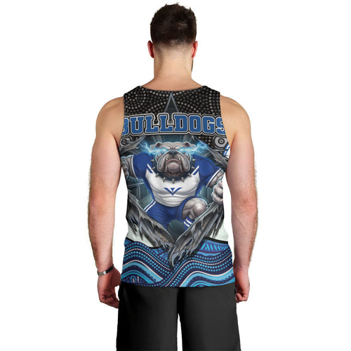 Canterbury Bankstown Bulldogs Rugby Men Tank Top The Scream of Lightning Eyes - Indigenous Dot Ripping Effect