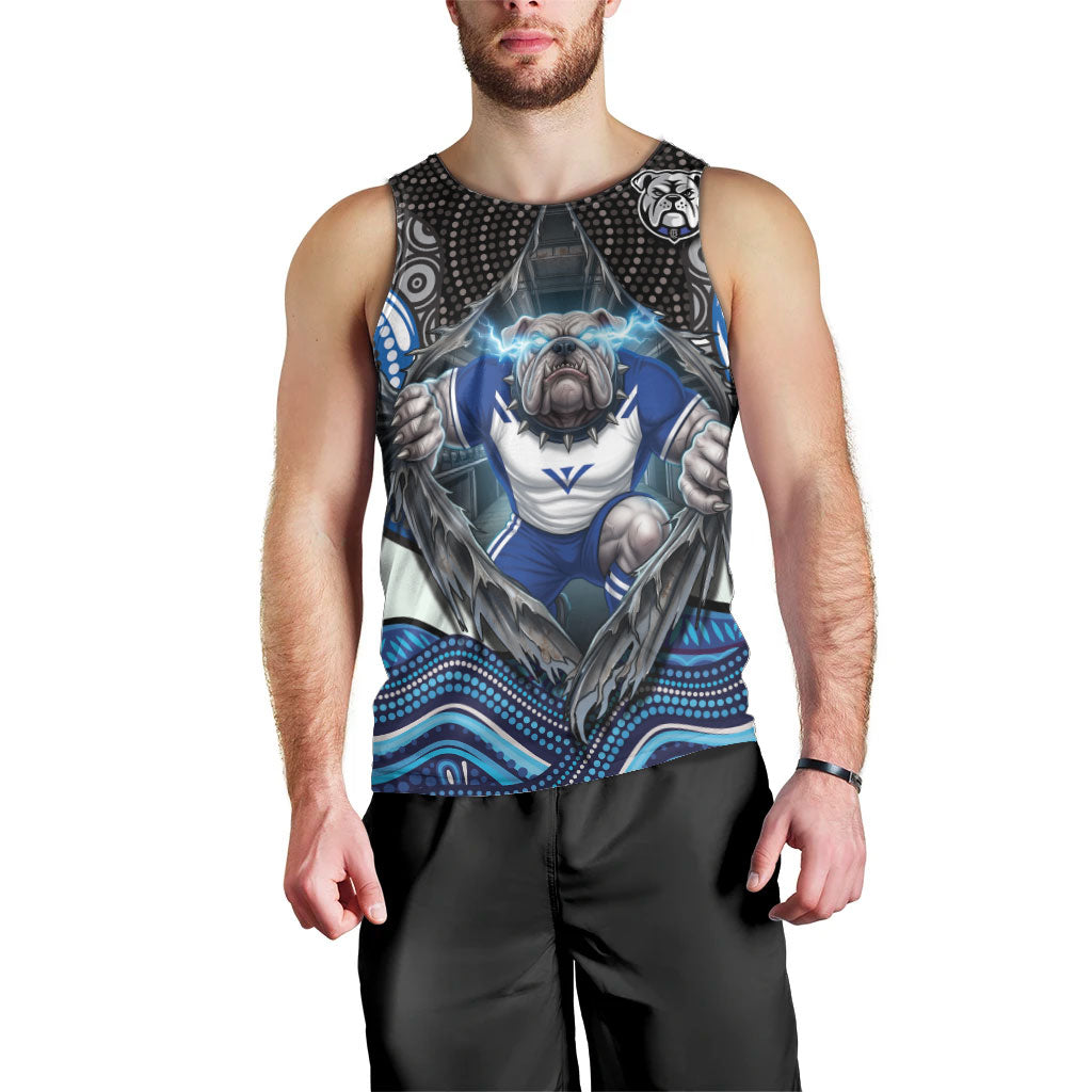 Canterbury Bankstown Bulldogs Rugby Men Tank Top The Scream of Lightning Eyes - Indigenous Dot Ripping Effect