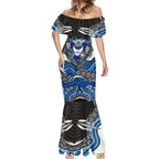 Canterbury Bankstown Bulldogs Rugby Mermaid Dress The Scream of Lightning Eyes - Indigenous Dot Ripping Effect