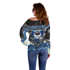 Canterbury Bankstown Bulldogs Rugby Off Shoulder Sweater The Scream of Lightning Eyes - Indigenous Dot Ripping Effect