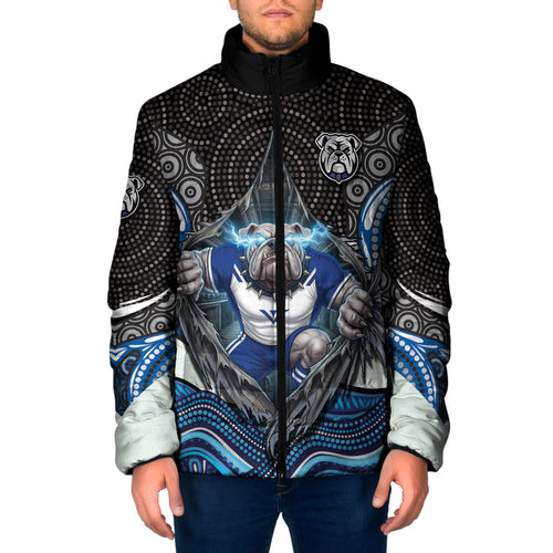 Canterbury Bankstown Bulldogs Rugby Padded Jacket The Scream of Lightning Eyes - Indigenous Dot Ripping Effect