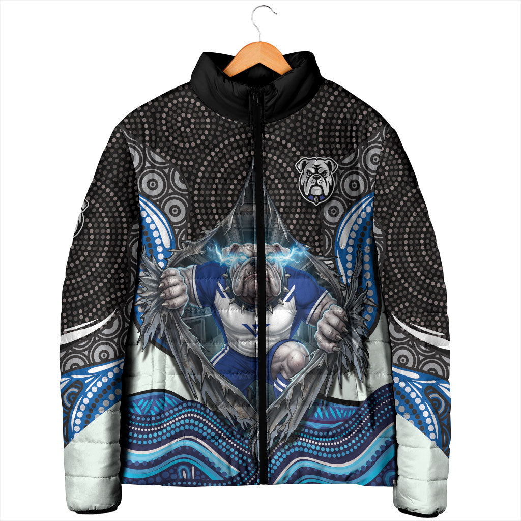 Canterbury Bankstown Bulldogs Rugby Padded Jacket The Scream of Lightning Eyes - Indigenous Dot Ripping Effect