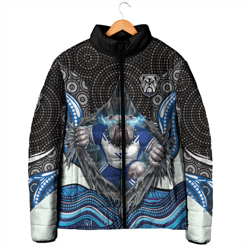 Canterbury Bankstown Bulldogs Rugby Padded Jacket The Scream of Lightning Eyes - Indigenous Dot Ripping Effect
