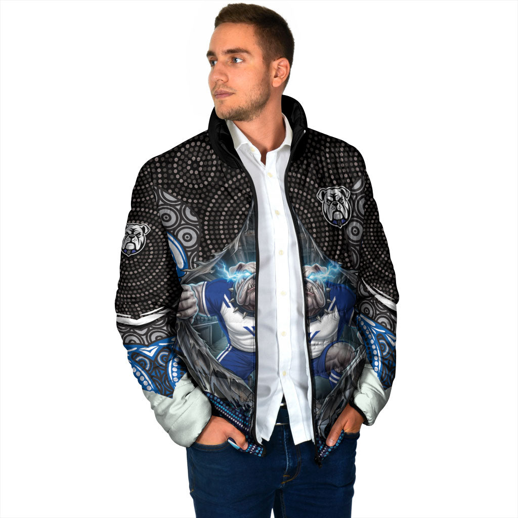 Canterbury Bankstown Bulldogs Rugby Padded Jacket The Scream of Lightning Eyes - Indigenous Dot Ripping Effect