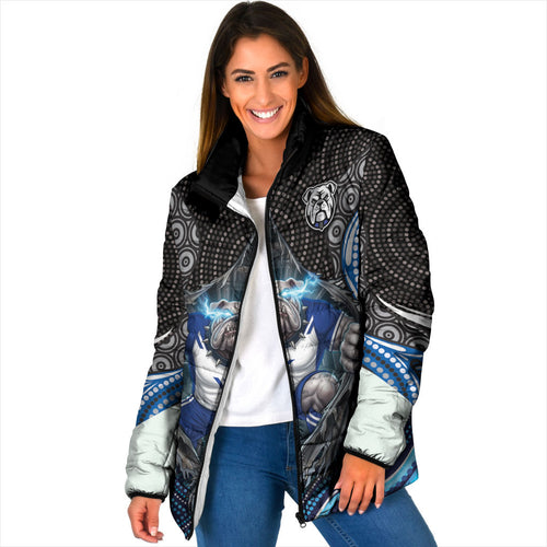 Canterbury Bankstown Bulldogs Rugby Padded Jacket The Scream of Lightning Eyes - Indigenous Dot Ripping Effect