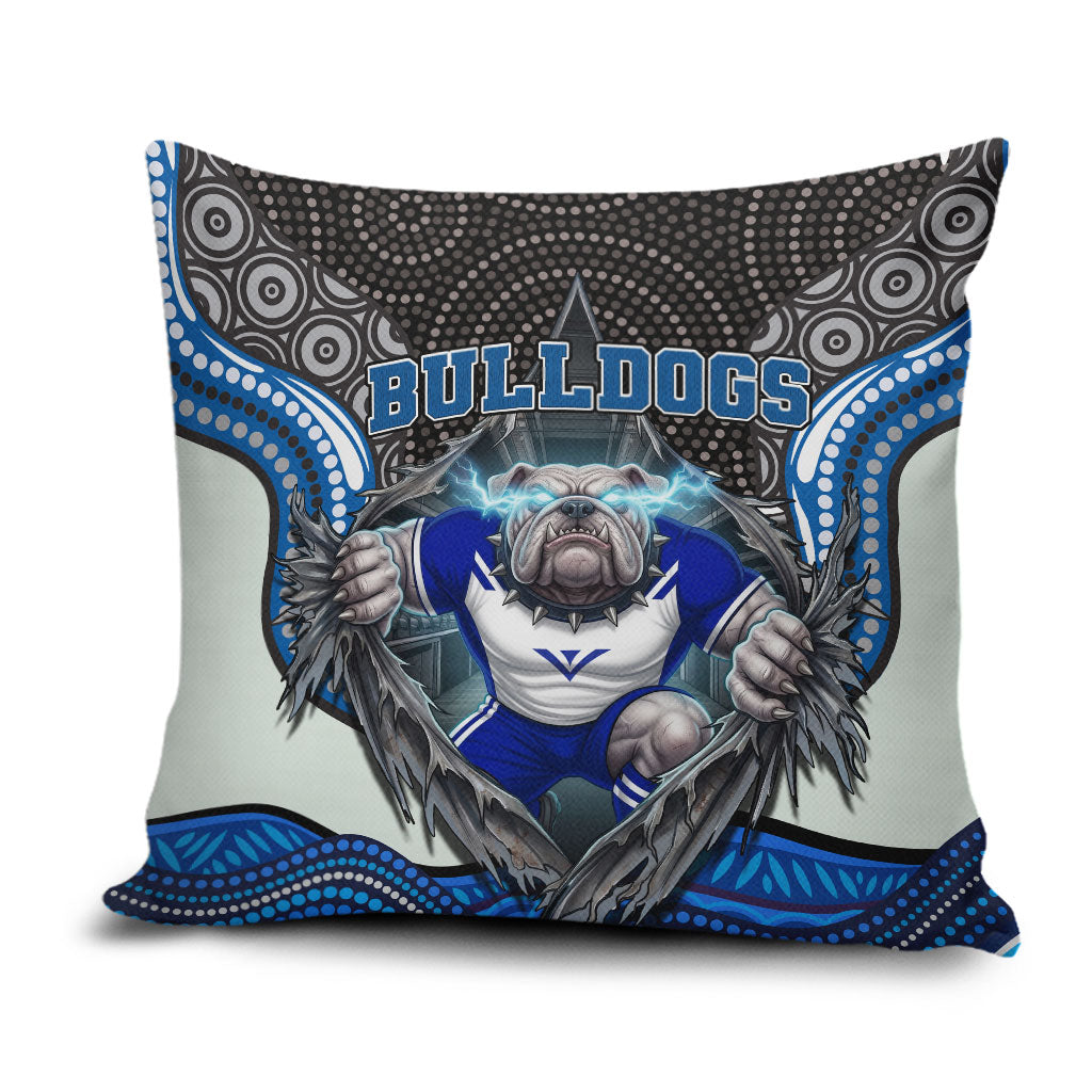 Canterbury Bankstown Bulldogs Rugby Pillow Cover The Scream of Lightning Eyes - Indigenous Dot Ripping Effect