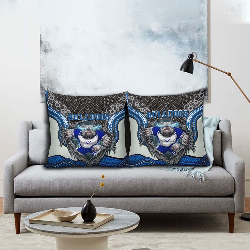 Canterbury Bankstown Bulldogs Rugby Pillow Cover The Scream of Lightning Eyes - Indigenous Dot Ripping Effect