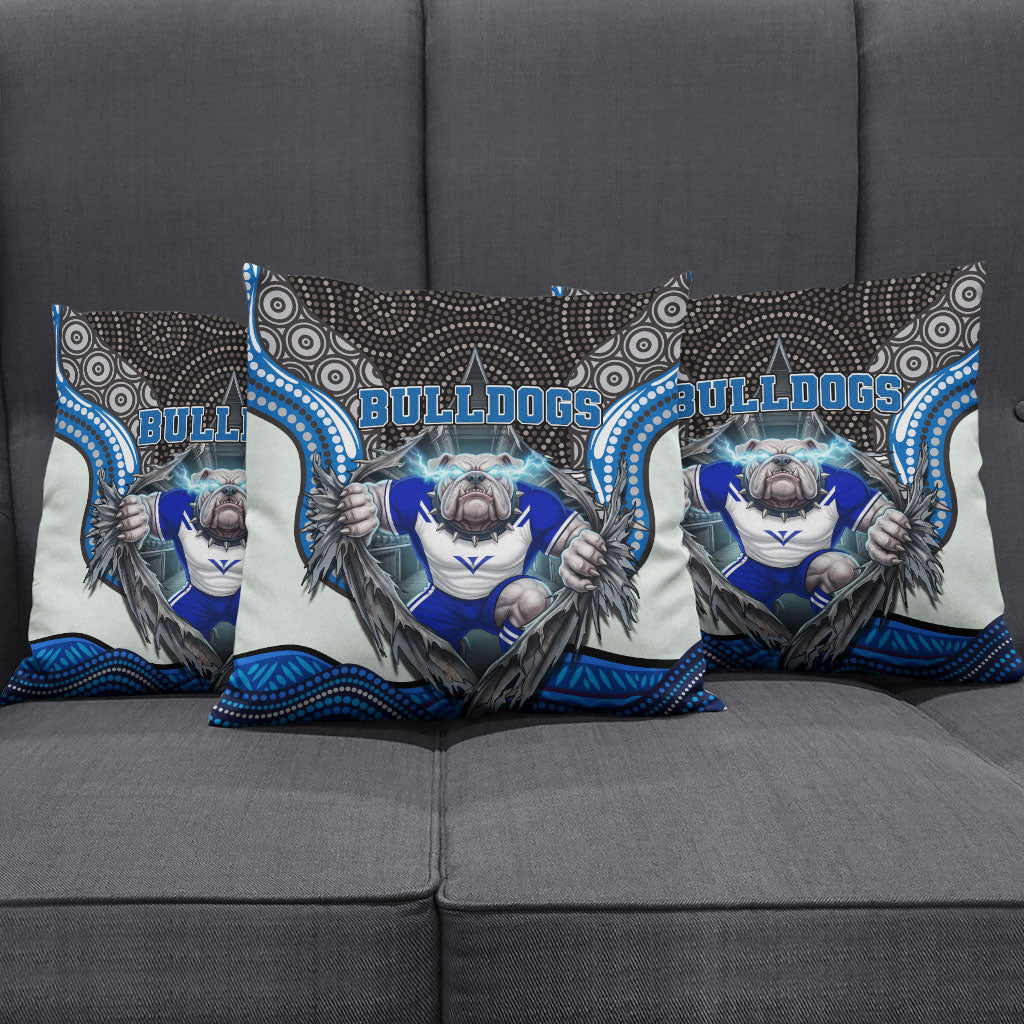 Canterbury Bankstown Bulldogs Rugby Pillow Cover The Scream of Lightning Eyes - Indigenous Dot Ripping Effect