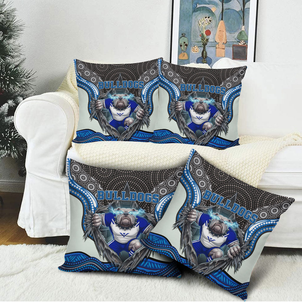 Canterbury Bankstown Bulldogs Rugby Pillow Cover The Scream of Lightning Eyes - Indigenous Dot Ripping Effect