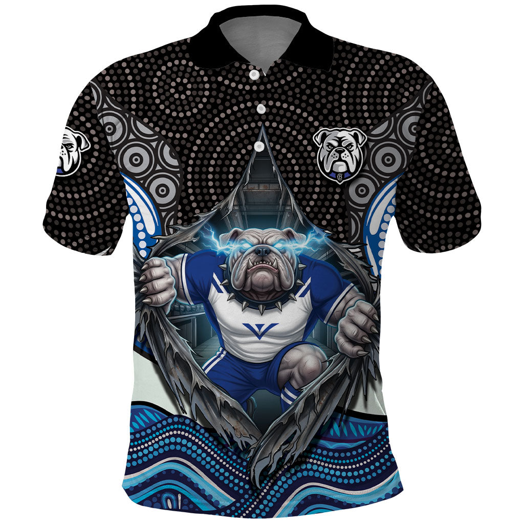 Canterbury Bankstown Bulldogs Rugby Polo Shirt The Scream of Lightning Eyes - Indigenous Dot Ripping Effect