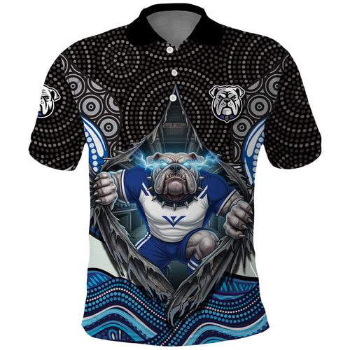 Canterbury Bankstown Bulldogs Rugby Polo Shirt The Scream of Lightning Eyes - Indigenous Dot Ripping Effect