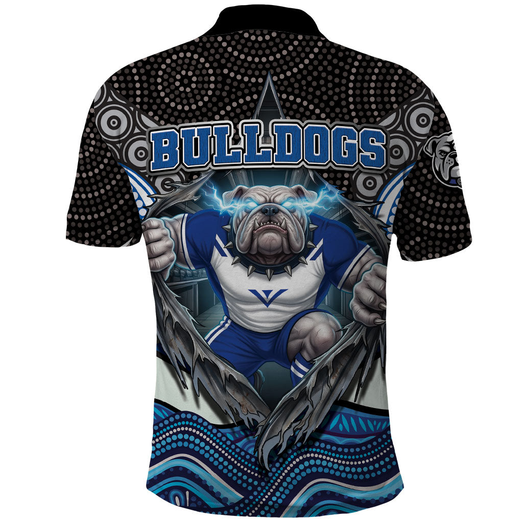 Canterbury Bankstown Bulldogs Rugby Polo Shirt The Scream of Lightning Eyes - Indigenous Dot Ripping Effect