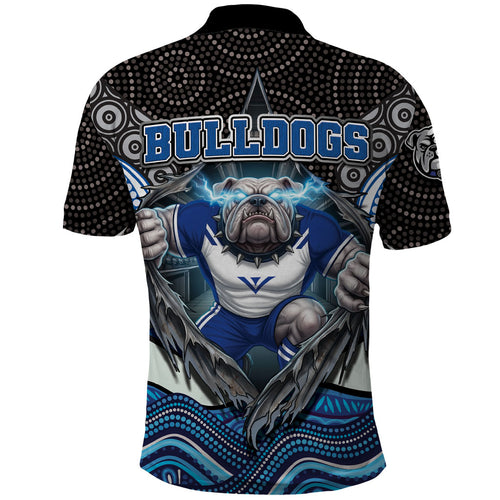 Canterbury Bankstown Bulldogs Rugby Polo Shirt The Scream of Lightning Eyes - Indigenous Dot Ripping Effect