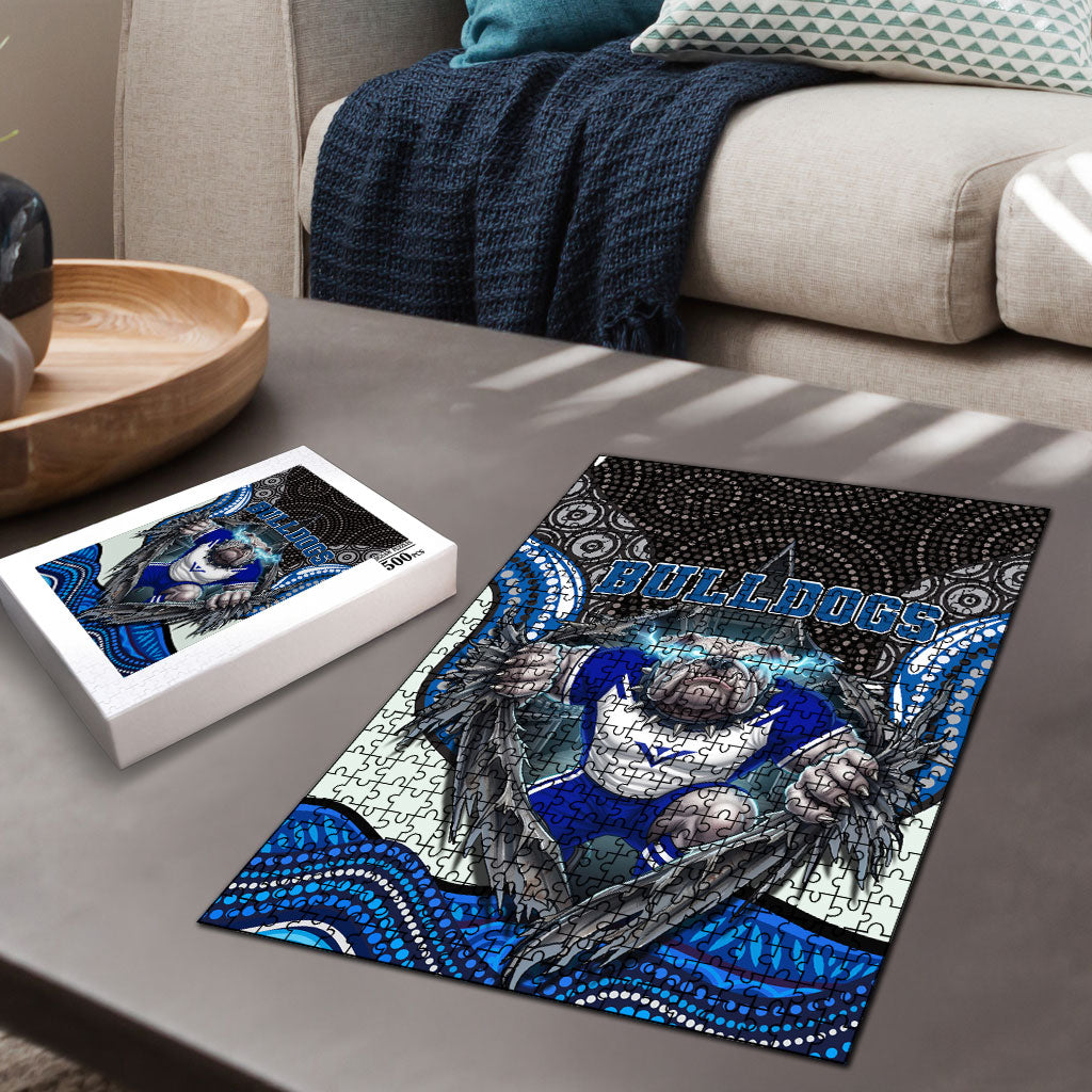 Canterbury Bankstown Bulldogs Rugby Puzzle The Scream of Lightning Eyes - Indigenous Dot Ripping Effect