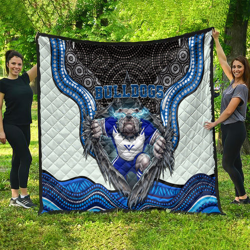 Canterbury Bankstown Bulldogs Rugby Quilt The Scream of Lightning Eyes - Indigenous Dot Ripping Effect
