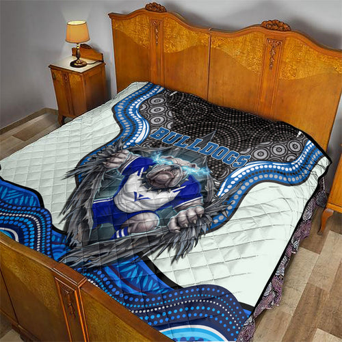 Canterbury Bankstown Bulldogs Rugby Quilt The Scream of Lightning Eyes - Indigenous Dot Ripping Effect