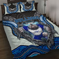 Canterbury Bankstown Bulldogs Rugby Quilt Bed Set The Scream of Lightning Eyes - Indigenous Dot Ripping Effect