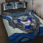 Canterbury Bankstown Bulldogs Rugby Quilt Bed Set The Scream of Lightning Eyes - Indigenous Dot Ripping Effect