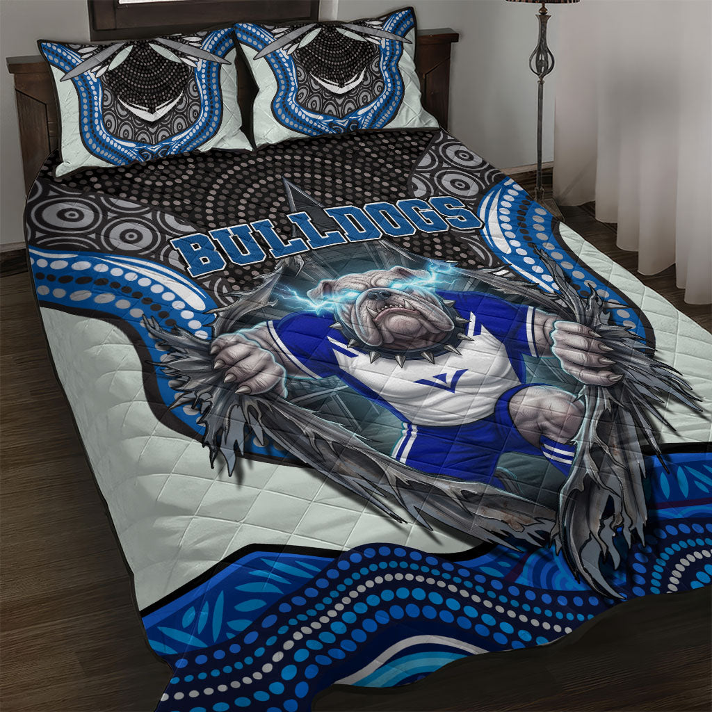 Canterbury Bankstown Bulldogs Rugby Quilt Bed Set The Scream of Lightning Eyes - Indigenous Dot Ripping Effect