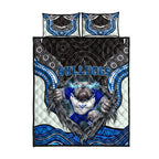 Canterbury Bankstown Bulldogs Rugby Quilt Bed Set The Scream of Lightning Eyes - Indigenous Dot Ripping Effect