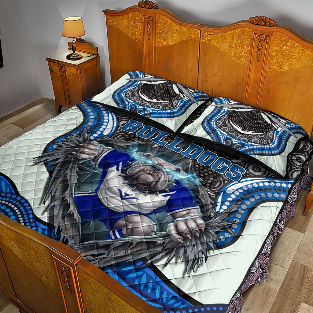 Canterbury Bankstown Bulldogs Rugby Quilt Bed Set The Scream of Lightning Eyes - Indigenous Dot Ripping Effect