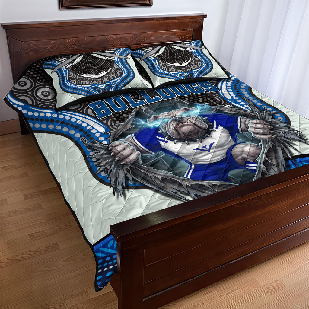 Canterbury Bankstown Bulldogs Rugby Quilt Bed Set The Scream of Lightning Eyes - Indigenous Dot Ripping Effect