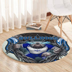 Canterbury Bankstown Bulldogs Rugby Round Carpet The Scream of Lightning Eyes - Indigenous Dot Ripping Effect