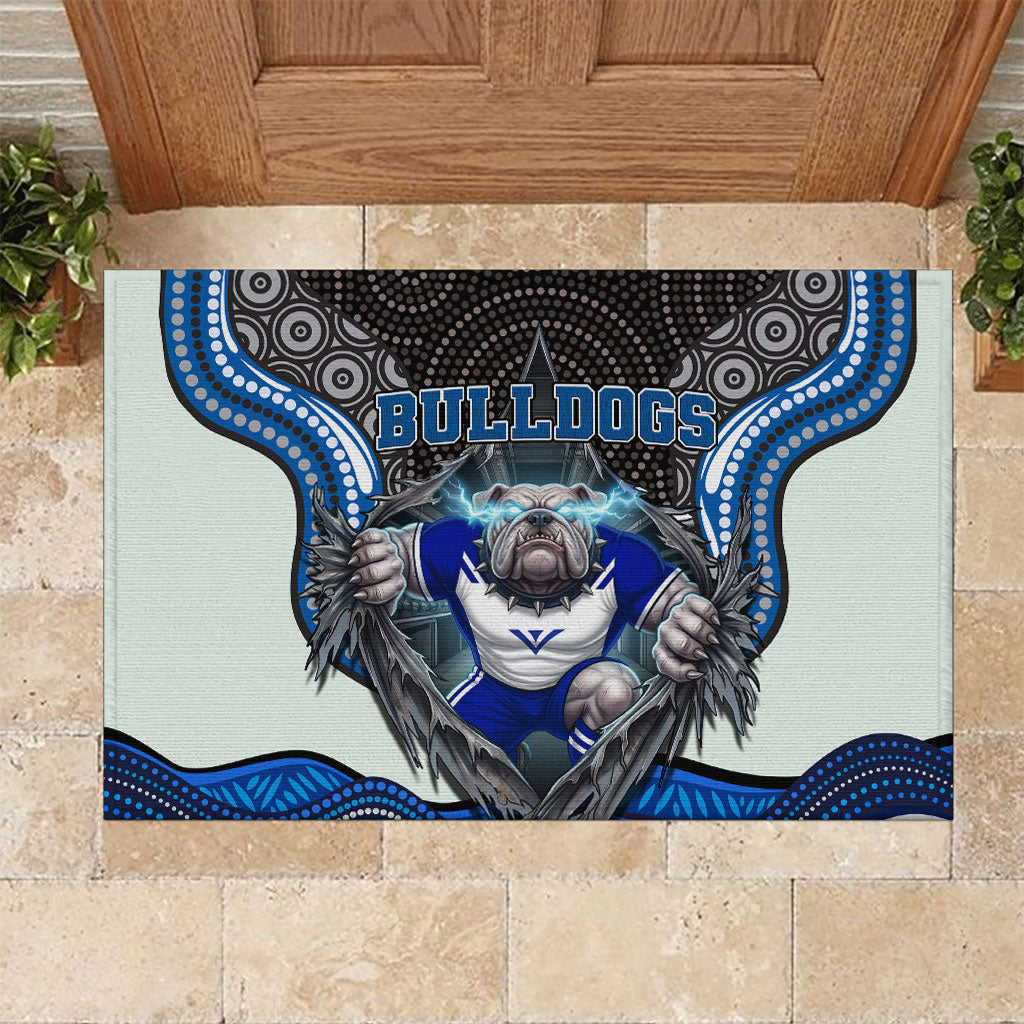 Canterbury Bankstown Bulldogs Rugby Rubber Doormat The Scream of Lightning Eyes - Indigenous Dot Ripping Effect