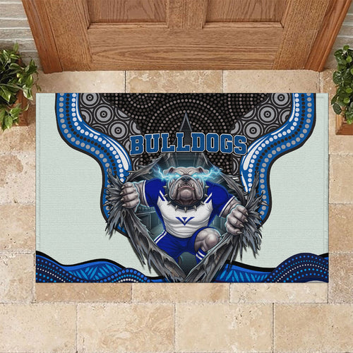 Canterbury Bankstown Bulldogs Rugby Rubber Doormat The Scream of Lightning Eyes - Indigenous Dot Ripping Effect