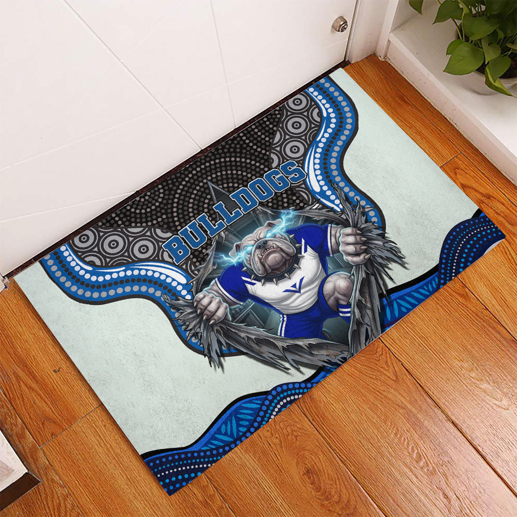 Canterbury Bankstown Bulldogs Rugby Rubber Doormat The Scream of Lightning Eyes - Indigenous Dot Ripping Effect