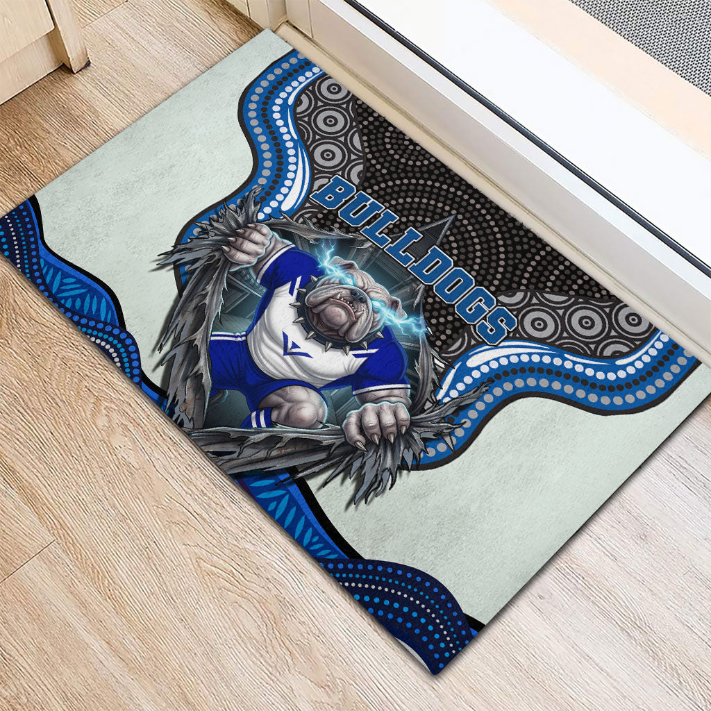 Canterbury Bankstown Bulldogs Rugby Rubber Doormat The Scream of Lightning Eyes - Indigenous Dot Ripping Effect