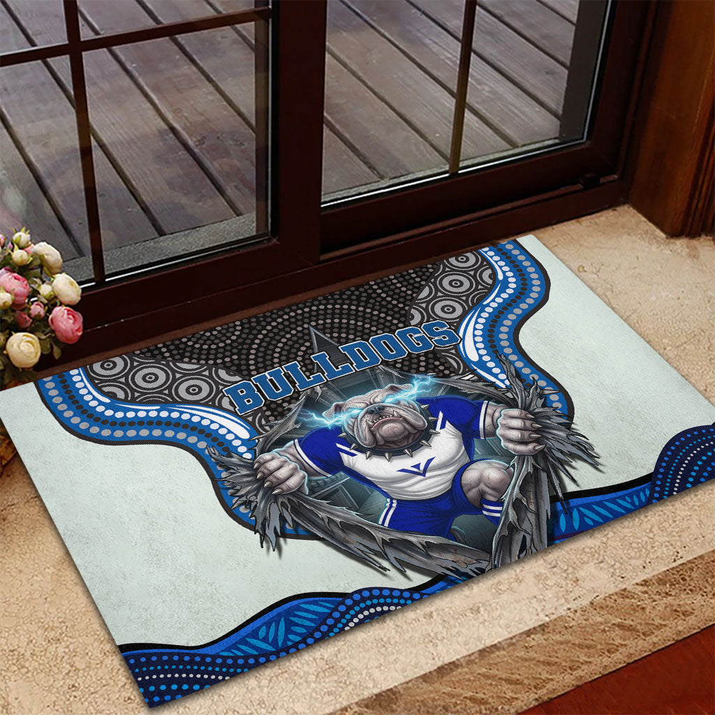 Canterbury Bankstown Bulldogs Rugby Rubber Doormat The Scream of Lightning Eyes - Indigenous Dot Ripping Effect