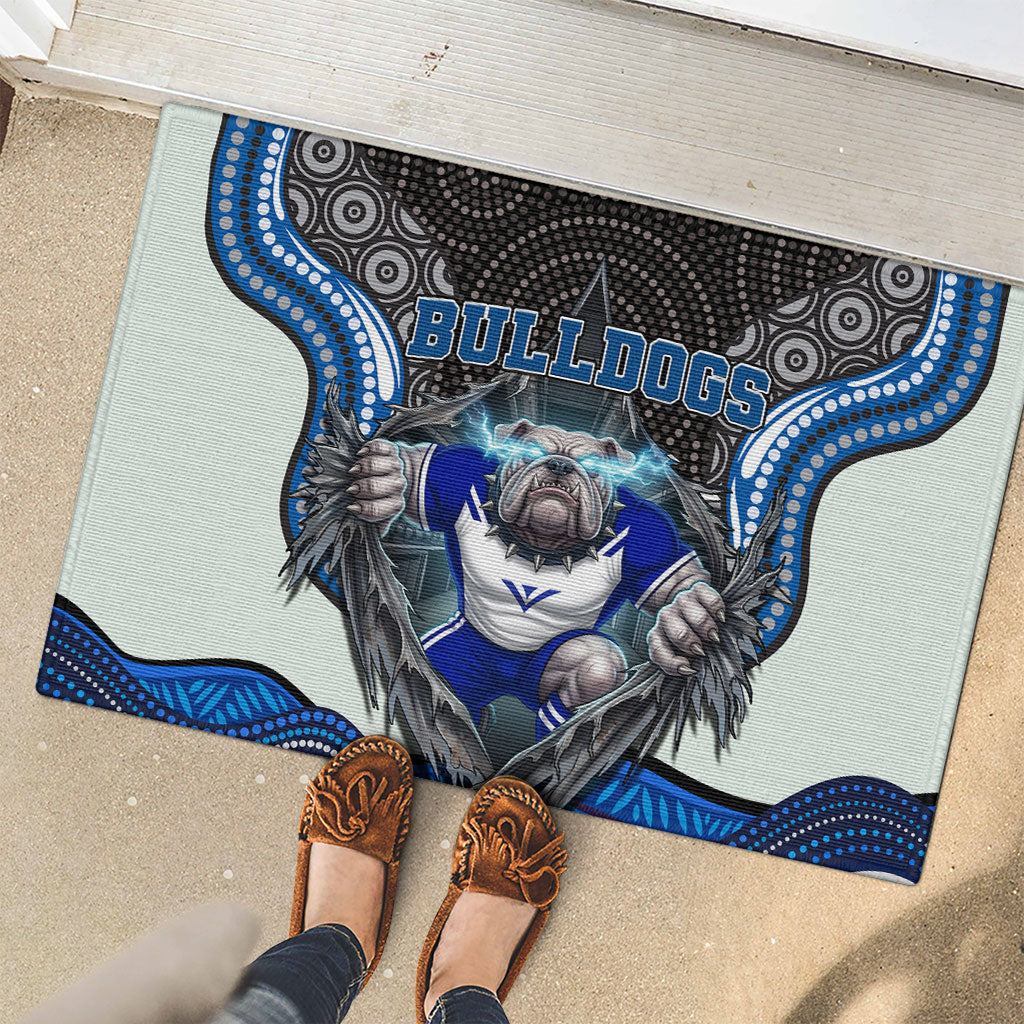Canterbury Bankstown Bulldogs Rugby Rubber Doormat The Scream of Lightning Eyes - Indigenous Dot Ripping Effect