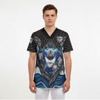 Canterbury Bankstown Bulldogs Rugby Scrub Top The Scream of Lightning Eyes - Indigenous Dot Ripping Effect