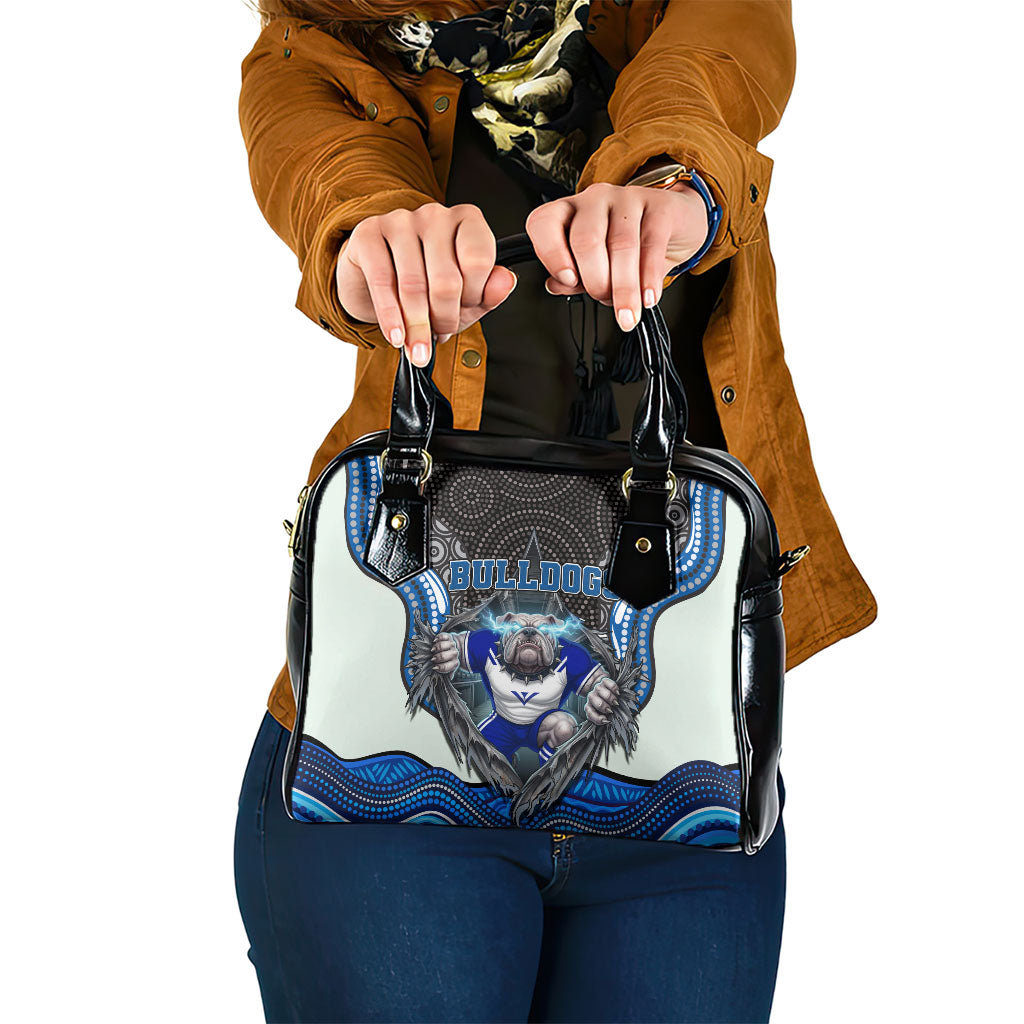 Canterbury Bankstown Bulldogs Rugby Shoulder Handbag The Scream of Lightning Eyes - Indigenous Dot Ripping Effect