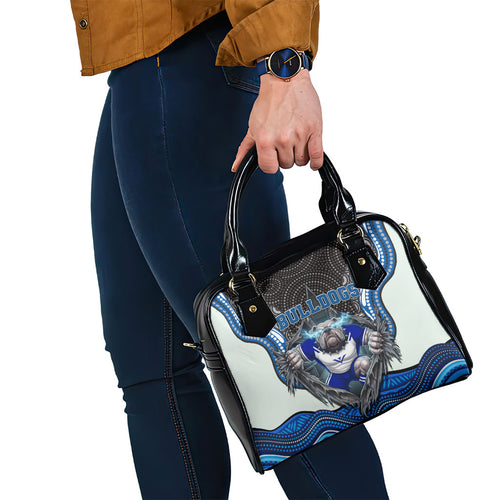 Canterbury Bankstown Bulldogs Rugby Shoulder Handbag The Scream of Lightning Eyes - Indigenous Dot Ripping Effect