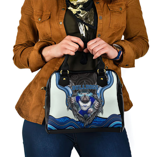 Canterbury Bankstown Bulldogs Rugby Shoulder Handbag The Scream of Lightning Eyes - Indigenous Dot Ripping Effect