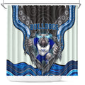 Canterbury Bankstown Bulldogs Rugby Shower Curtain The Scream of Lightning Eyes - Indigenous Dot Ripping Effect