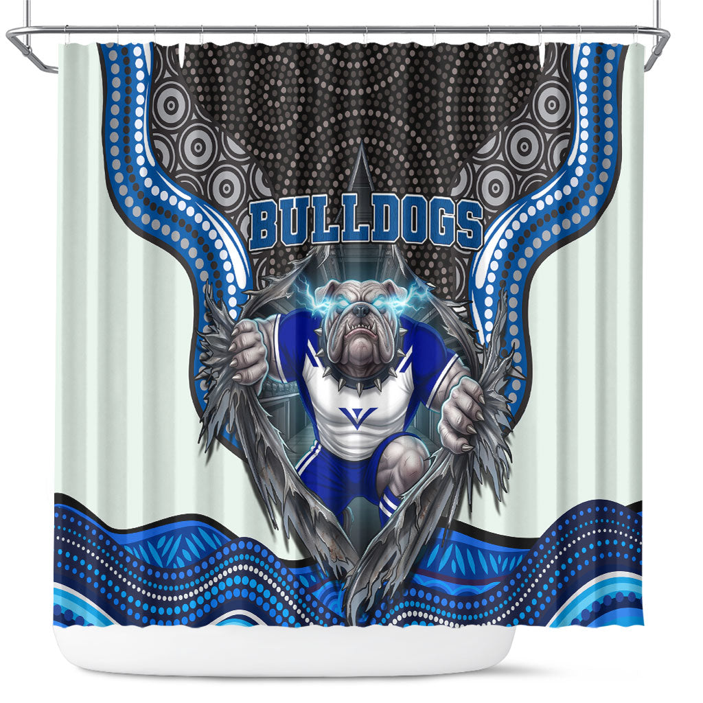 Canterbury Bankstown Bulldogs Rugby Shower Curtain The Scream of Lightning Eyes - Indigenous Dot Ripping Effect