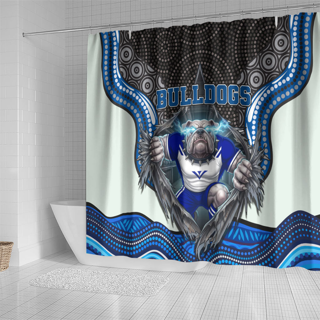 Canterbury Bankstown Bulldogs Rugby Shower Curtain The Scream of Lightning Eyes - Indigenous Dot Ripping Effect