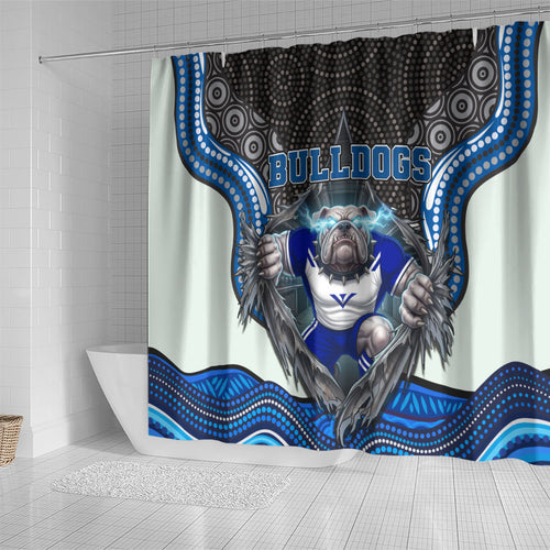 Canterbury Bankstown Bulldogs Rugby Shower Curtain The Scream of Lightning Eyes - Indigenous Dot Ripping Effect