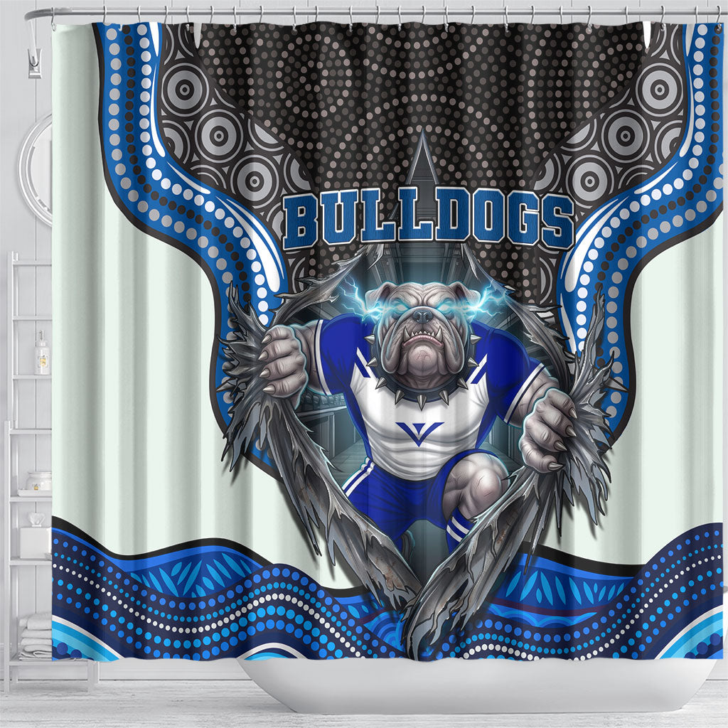 Canterbury Bankstown Bulldogs Rugby Shower Curtain The Scream of Lightning Eyes - Indigenous Dot Ripping Effect