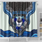 Canterbury Bankstown Bulldogs Rugby Shower Curtain The Scream of Lightning Eyes - Indigenous Dot Ripping Effect