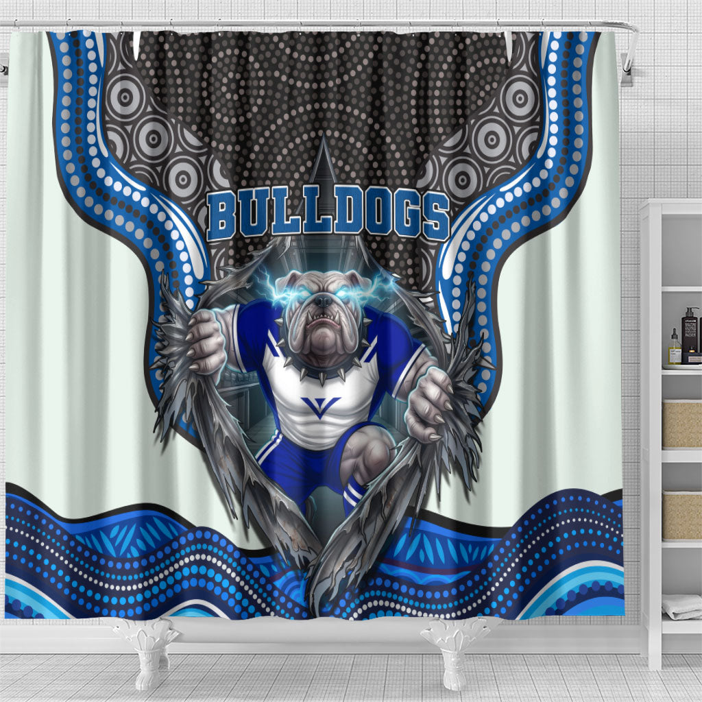 Canterbury Bankstown Bulldogs Rugby Shower Curtain The Scream of Lightning Eyes - Indigenous Dot Ripping Effect