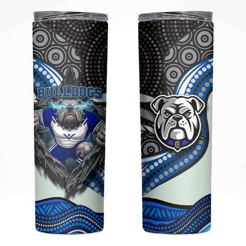 Canterbury Bankstown Bulldogs Rugby Skinny Tumbler The Scream of Lightning Eyes - Indigenous Dot Ripping Effect
