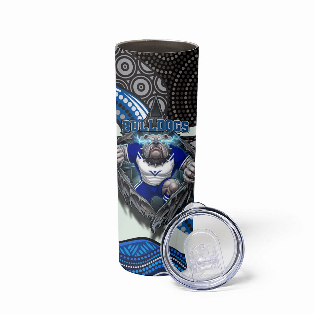 Canterbury Bankstown Bulldogs Rugby Skinny Tumbler The Scream of Lightning Eyes - Indigenous Dot Ripping Effect