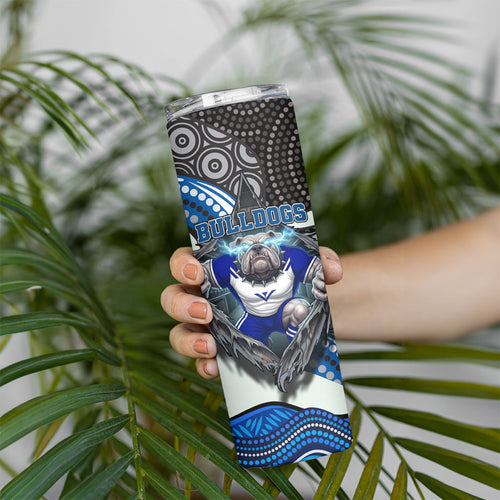Canterbury Bankstown Bulldogs Rugby Skinny Tumbler The Scream of Lightning Eyes - Indigenous Dot Ripping Effect