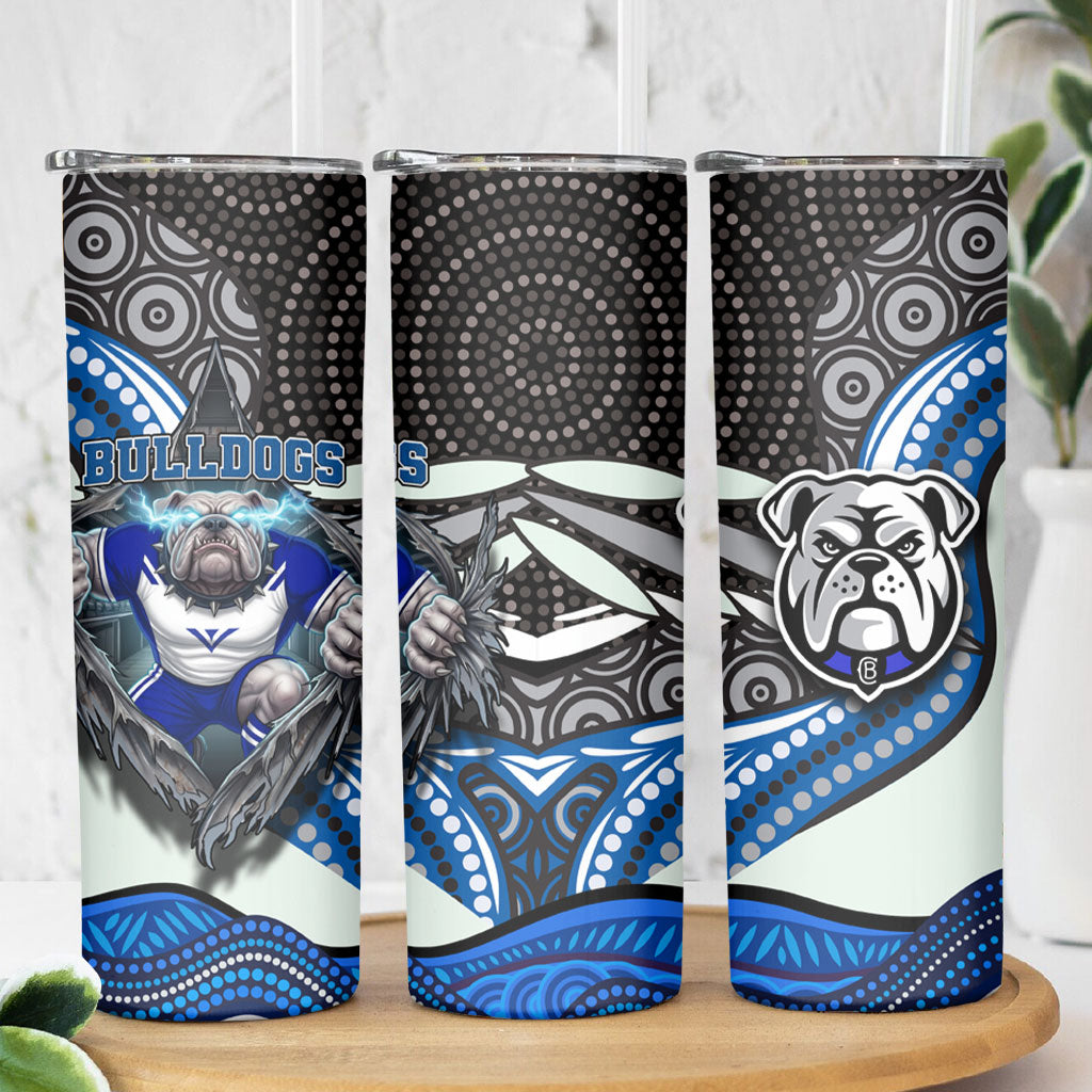 Canterbury Bankstown Bulldogs Rugby Skinny Tumbler The Scream of Lightning Eyes - Indigenous Dot Ripping Effect